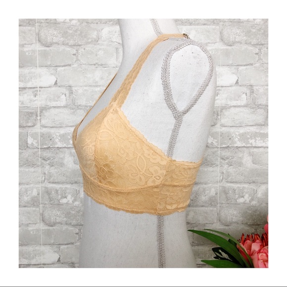 NWT FREE PEOPLE | Light Orange Galloon Racerback Lace Bralette XS - Picture 3 of 11